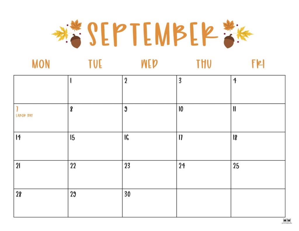 Blank September 2026 Calendar Template