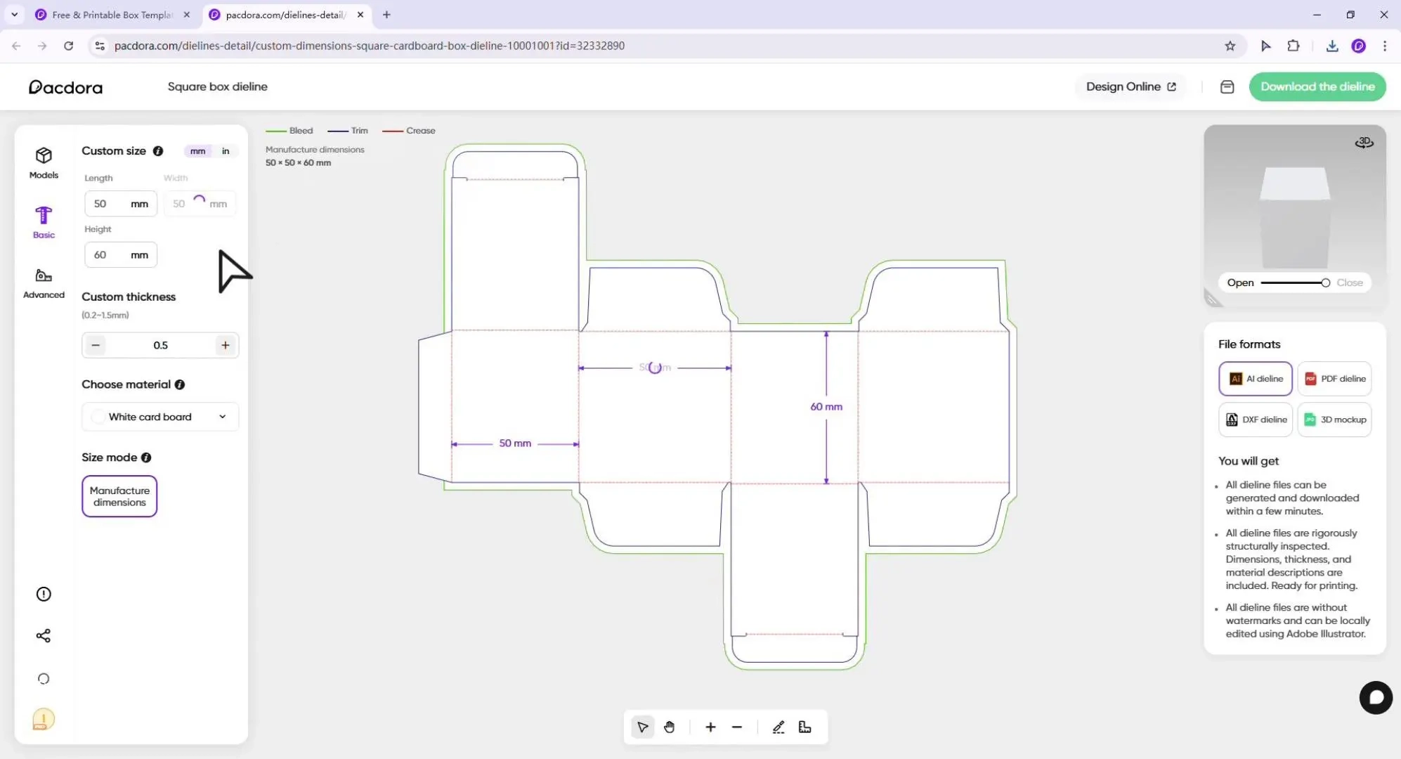 Square Box Template Printable