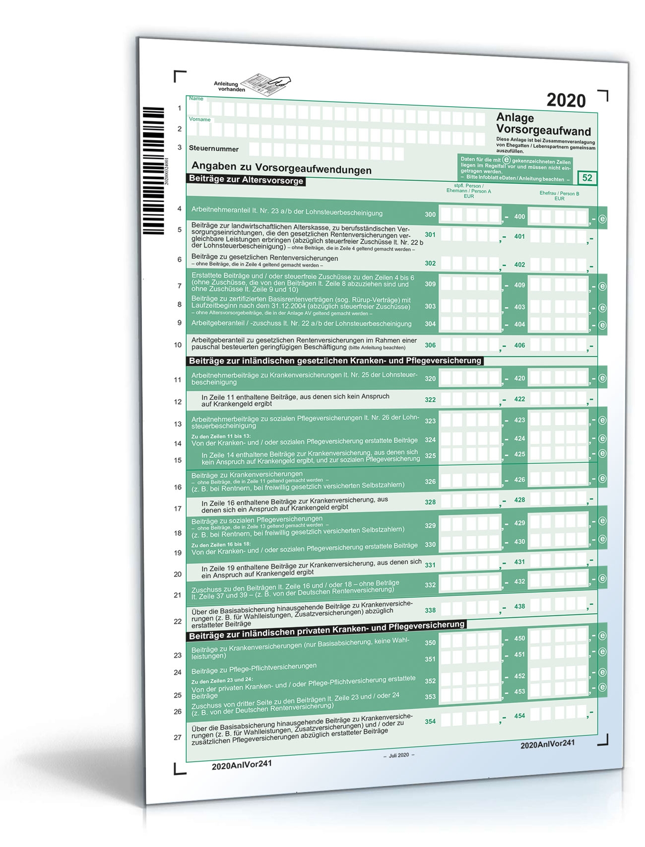 Steuerformulare 2021 Formulare F r Veranschlagung 2020 Zum Download