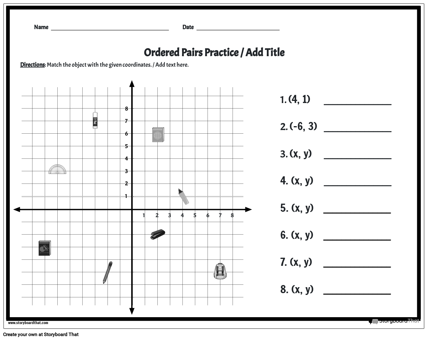Free Printable Coordinate Plane Worksheets