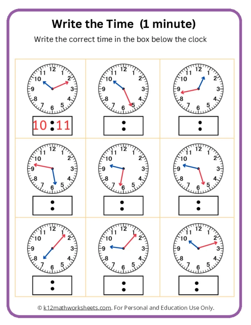 Free Printable Telling Time Worksheets