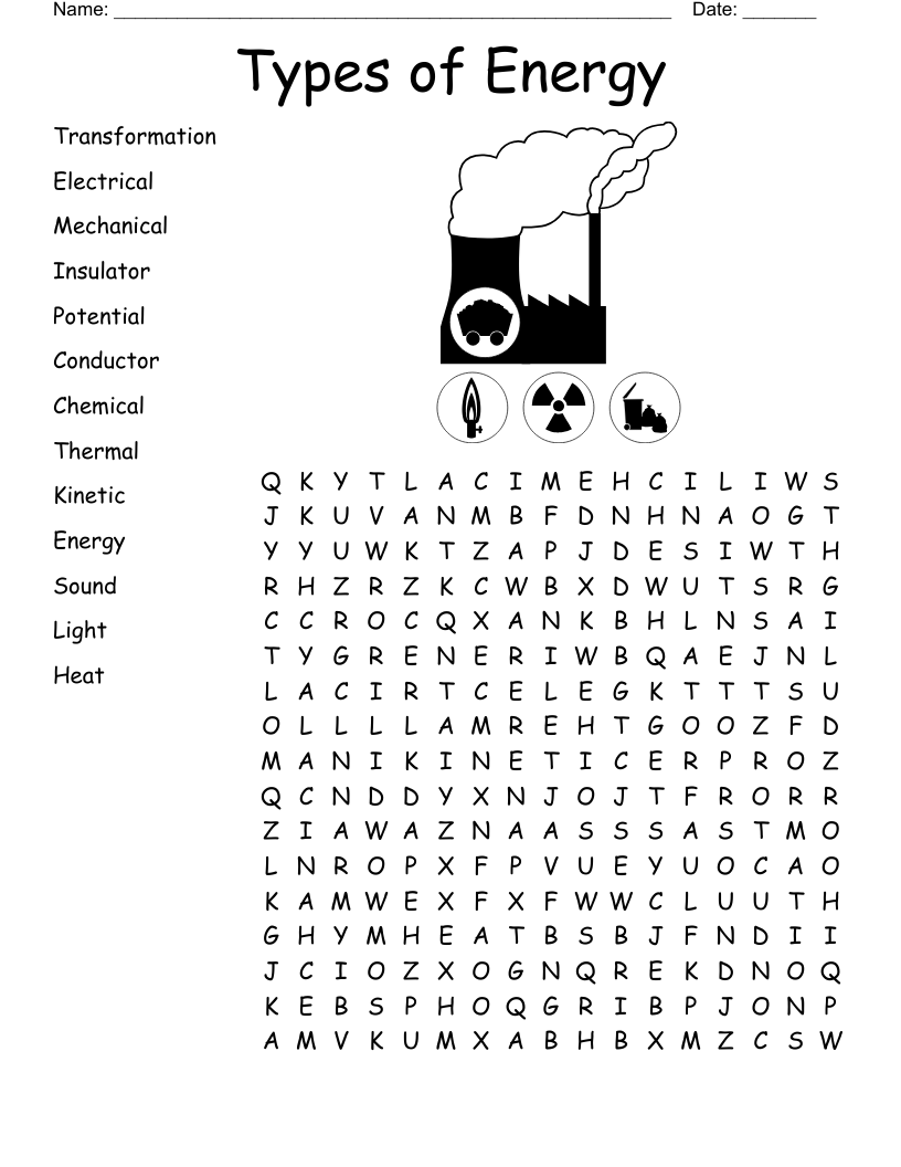 Energy Crossword Puzzles Printable