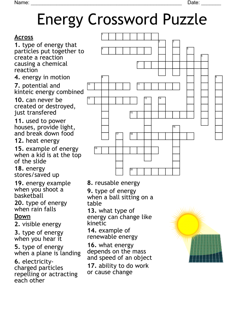Types Of Energy Word Search WordMint