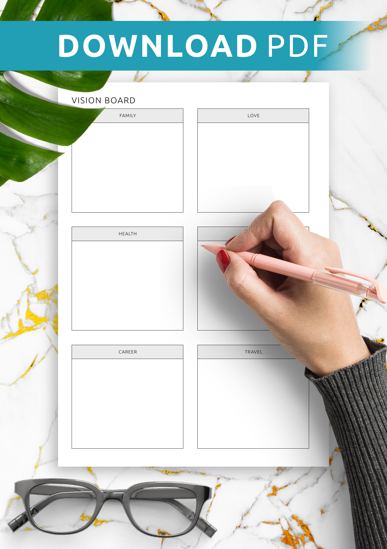 Printable Vision Board Worksheet Pdf