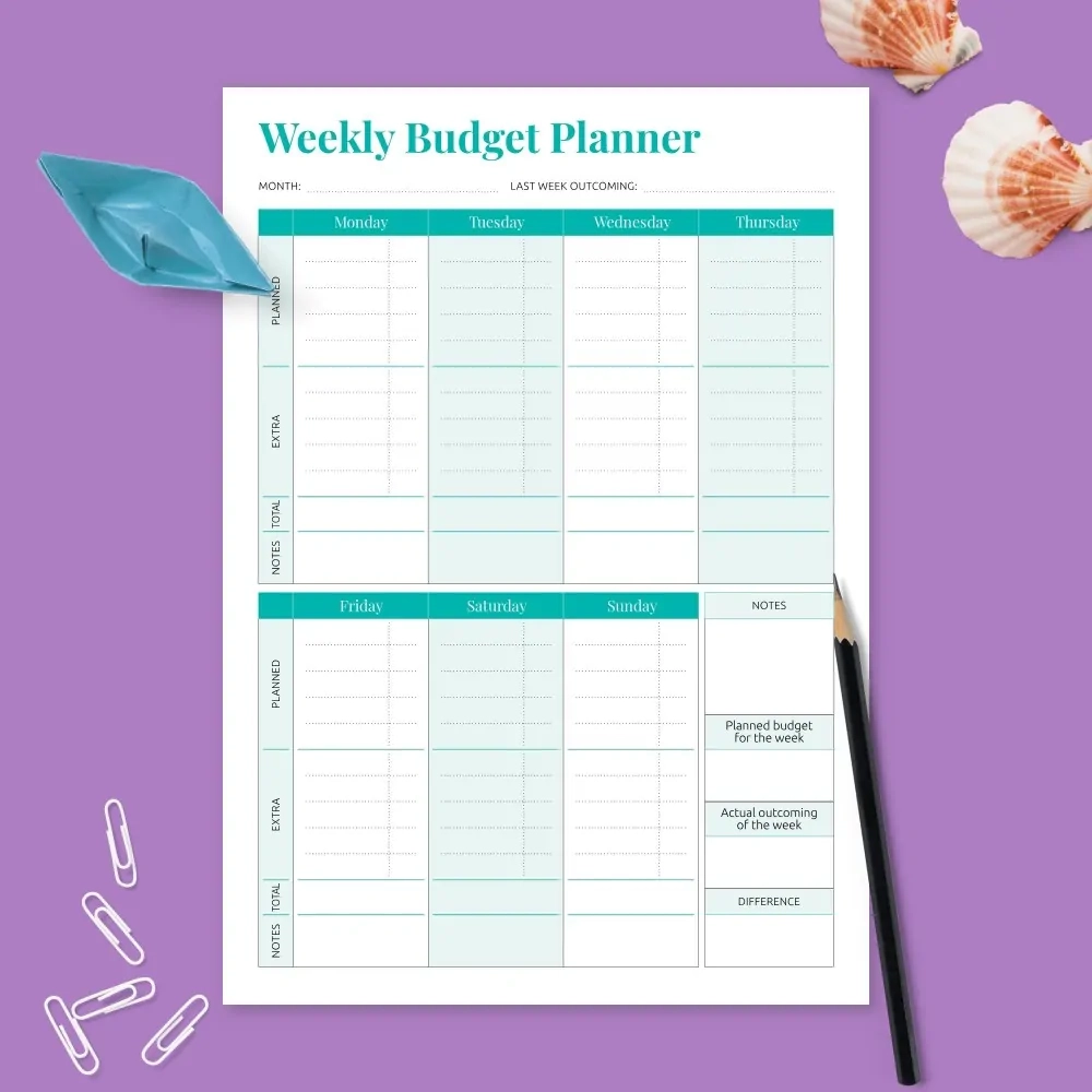 Weekly Budget Worksheet Free Printables