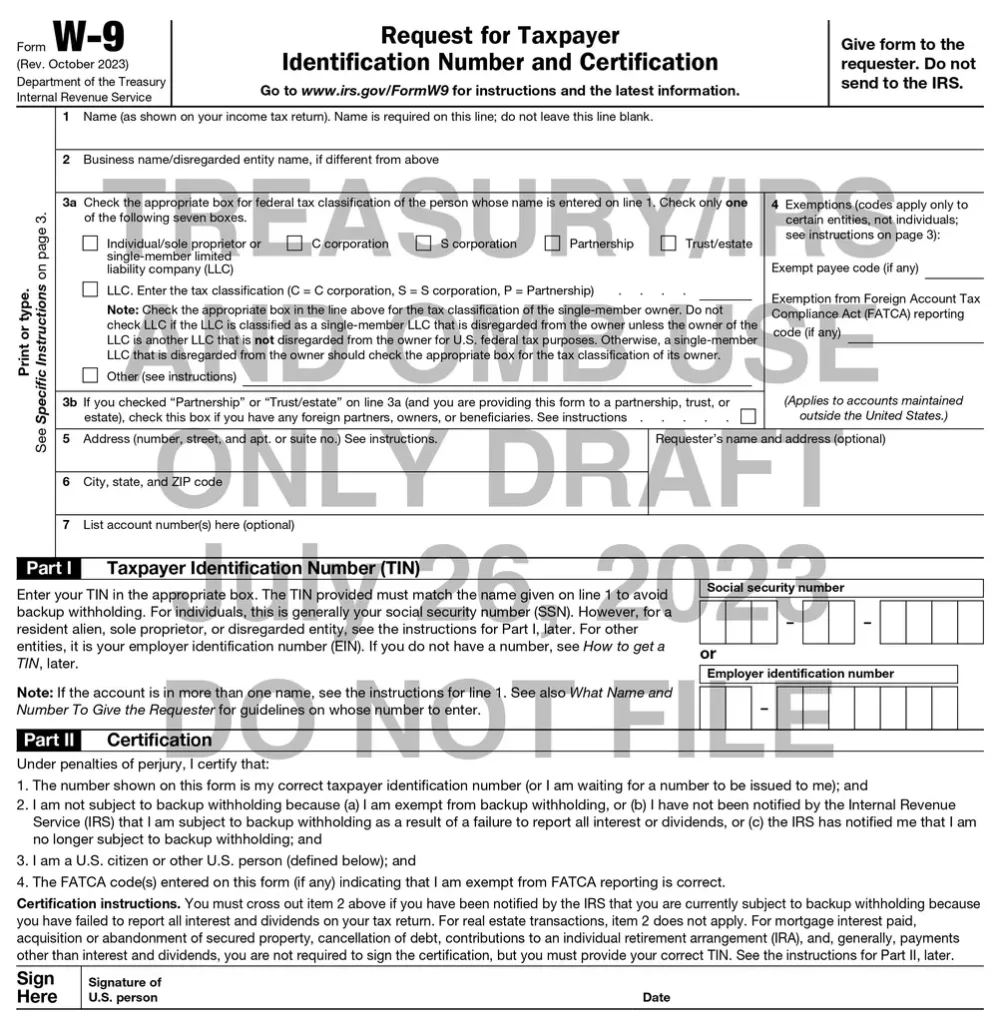Form W-9 2023 Instructions