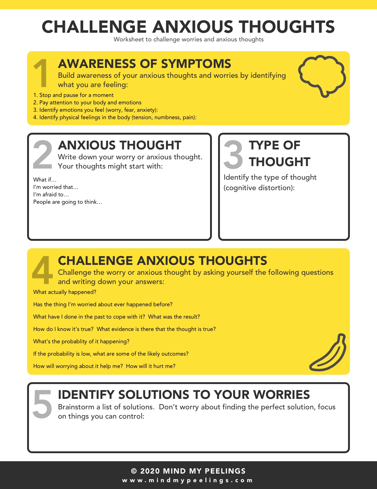 Free Printable Anxiety Worksheets For Teens