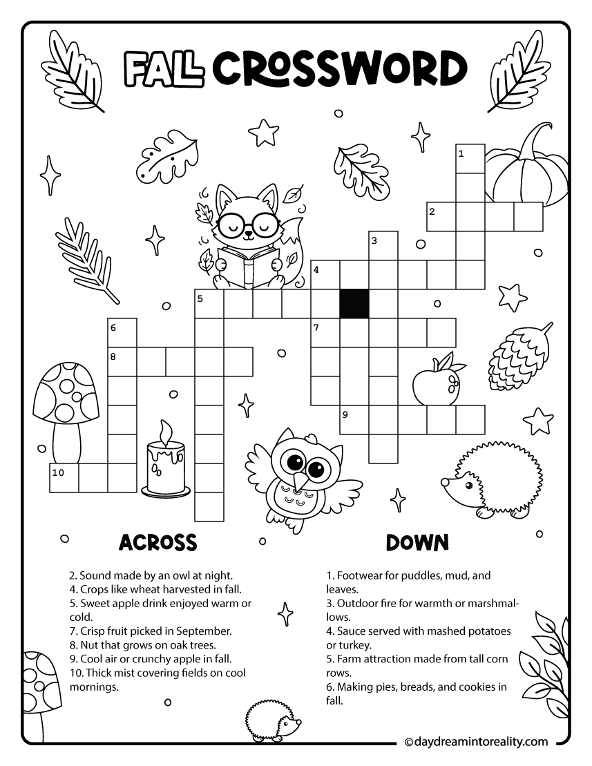 10 Fall Crossword Puzzles Free Printable PDFs From Easy To 