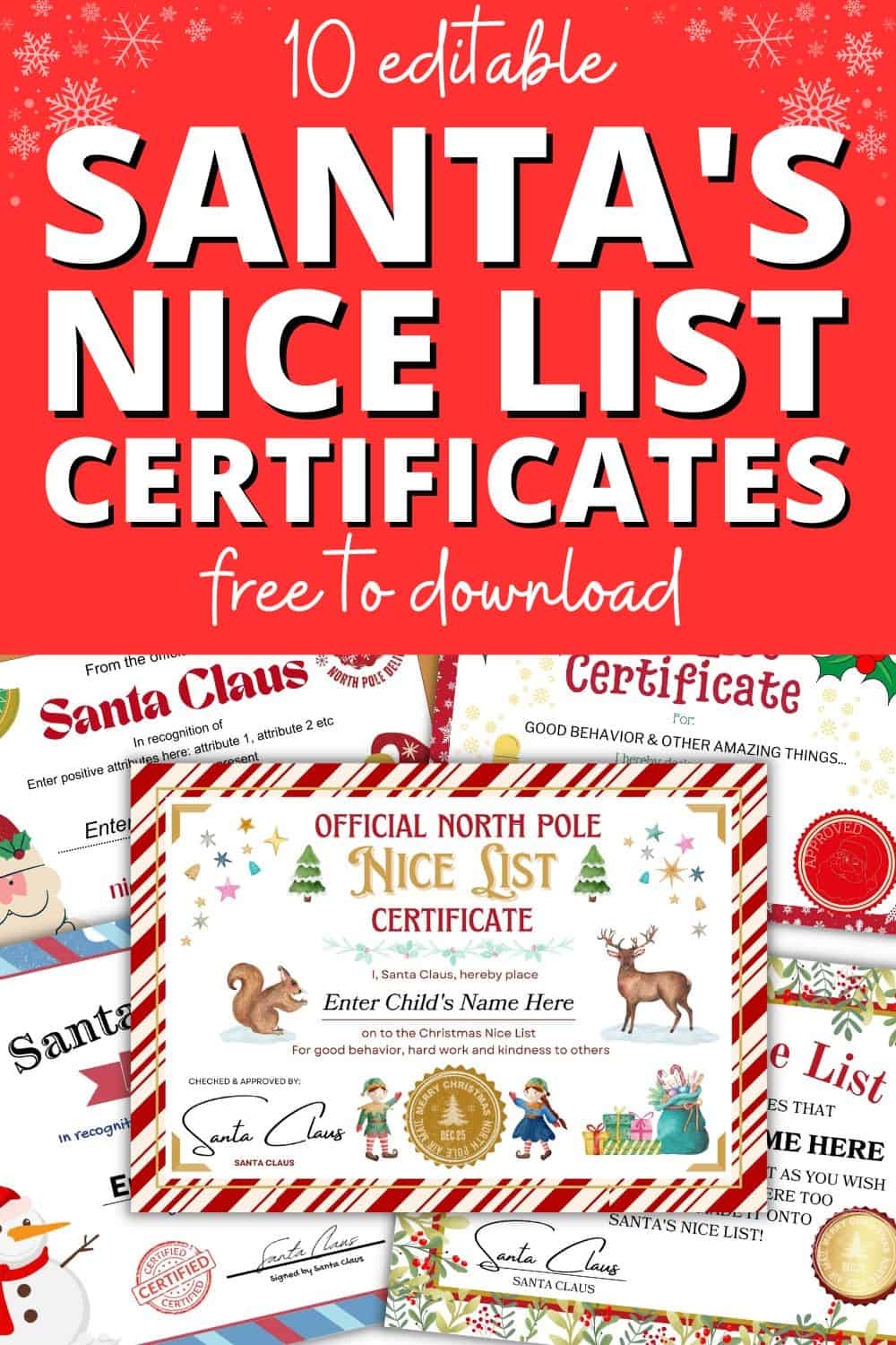 10 Free amp Editable Santa s Nice List Certificate Printables