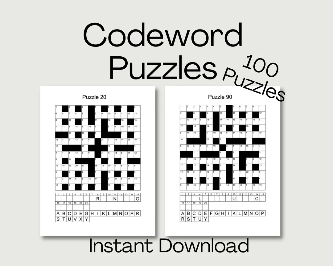 100 Codeword Puzzles Coded Crosswords printable PDF Etsy