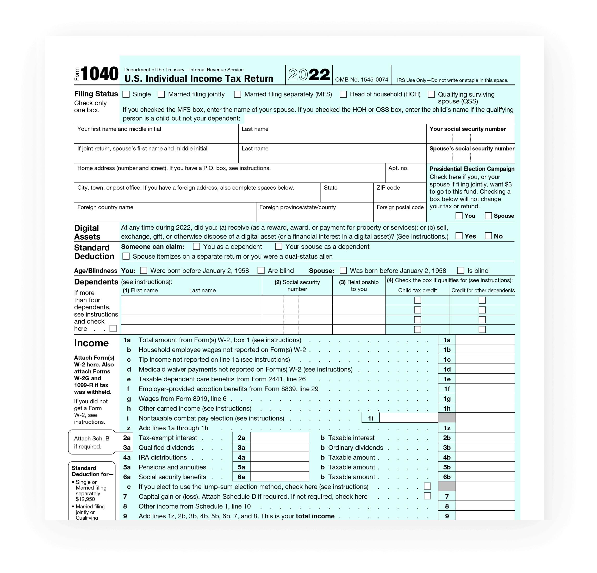 Printable Form 1040