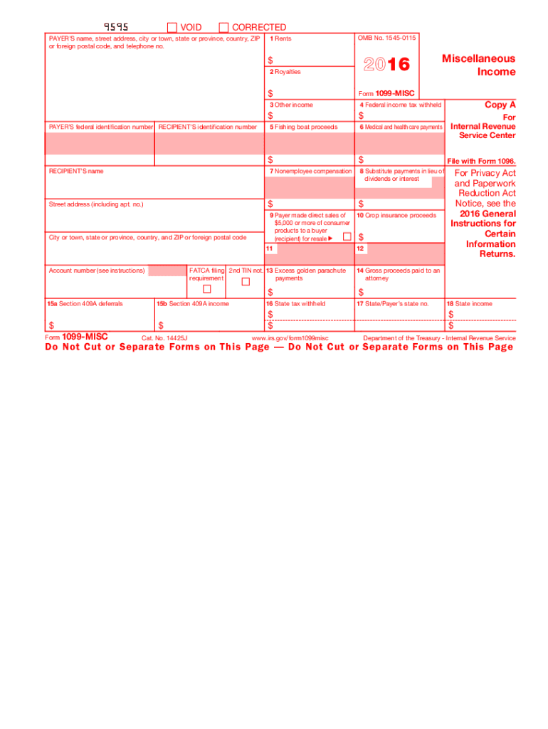 2016 Form IRS 1099 MISC Fill Online Printable Fillable Blank 