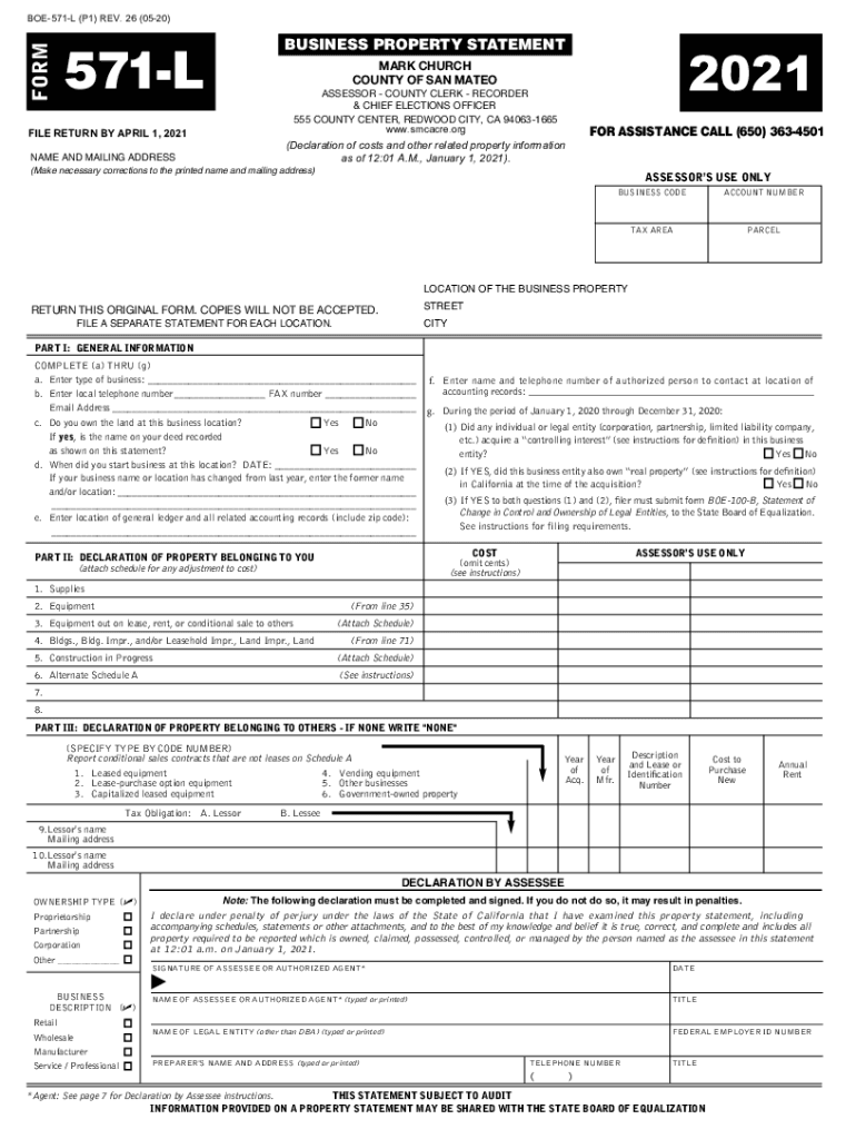 2021 2025 Form CA BOE 571 L Fill Online Printable Fillable 