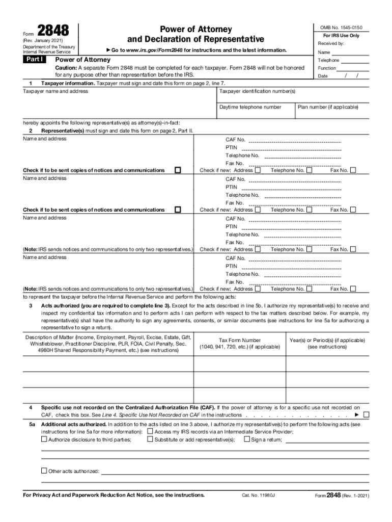 2021 2025 Form IRS 2848 Fill Online Printable Fillable Blank 