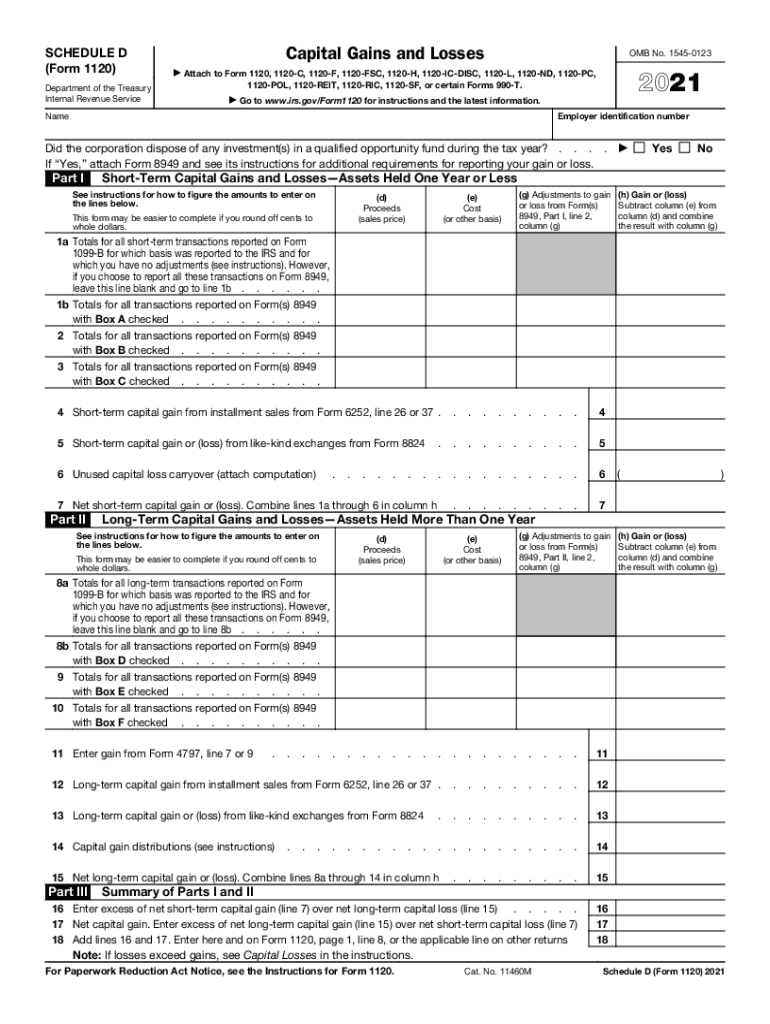 2021 Schedule D Fill Out amp Sign Online DocHub