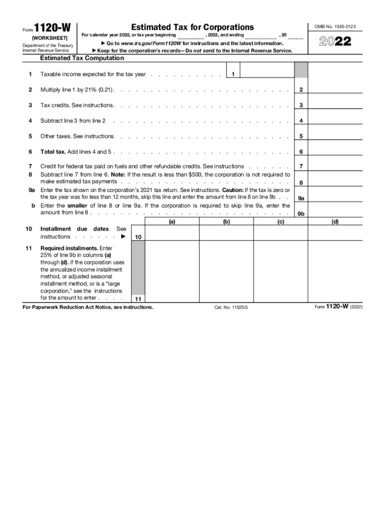 2022 2025 Form IRS 1120 W Fill Online Printable Fillable Blank 