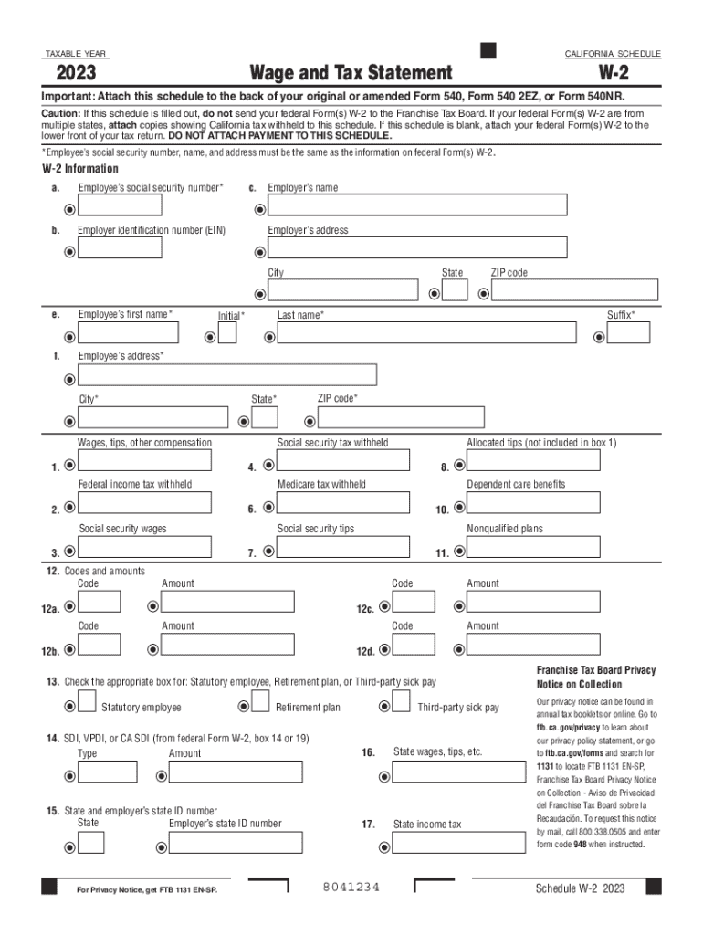 California W-2 Form 2025