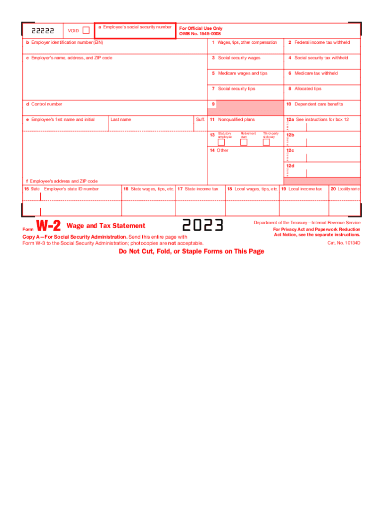 2023 Form IRS W 2 Fill Online Printable Fillable Blank PdfFiller