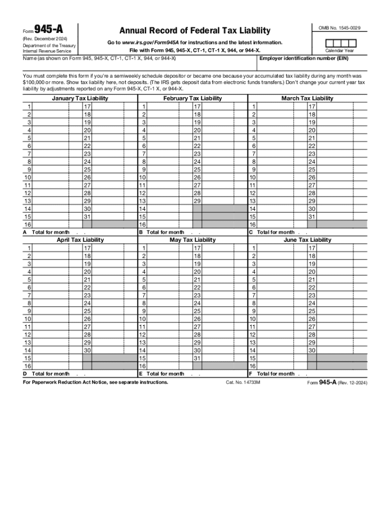 Irs Form Number 945