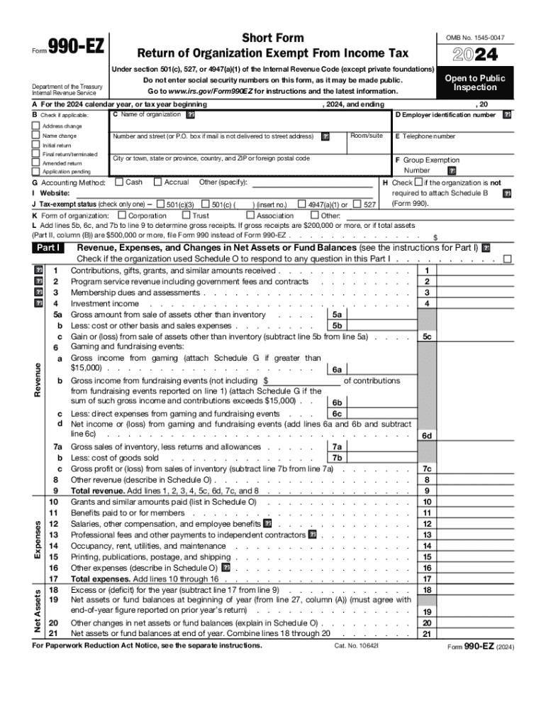 2024 Form IRS 990 EZ Fill Online Printable Fillable Blank 