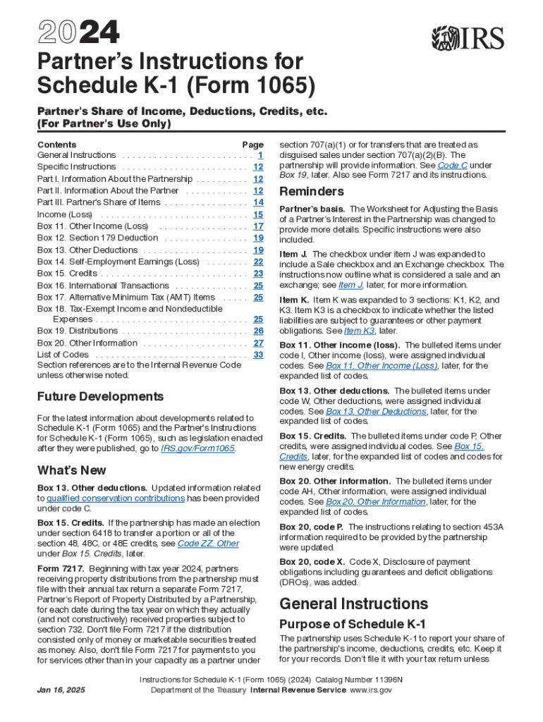2024 Form IRS Instruction 1065 Schedule K 1 Fill Online 