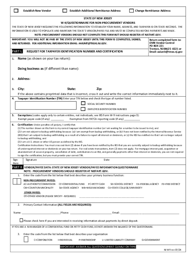 Updated W 9 Form 2024