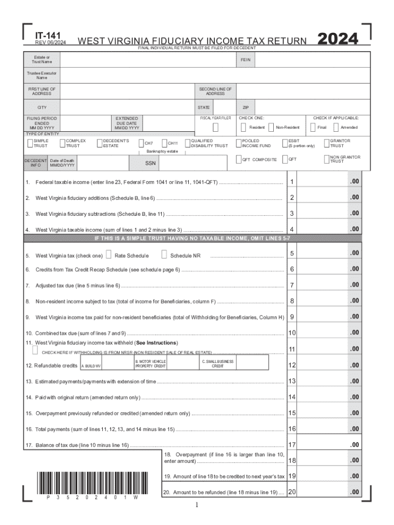 2024 Form WV DoR IT 141 Fill Online Printable Fillable Blank 