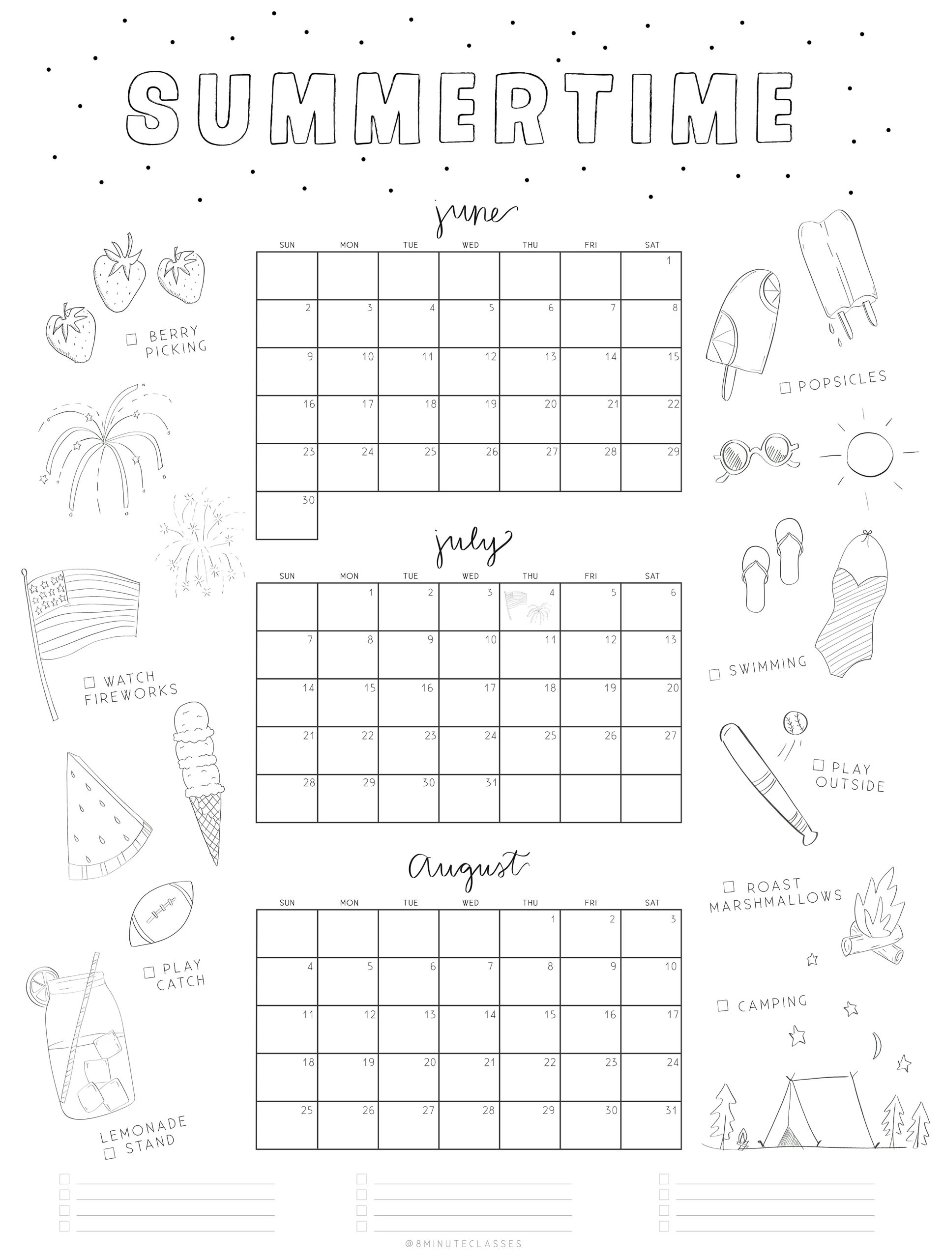 Printable Calendar 2025 Summer