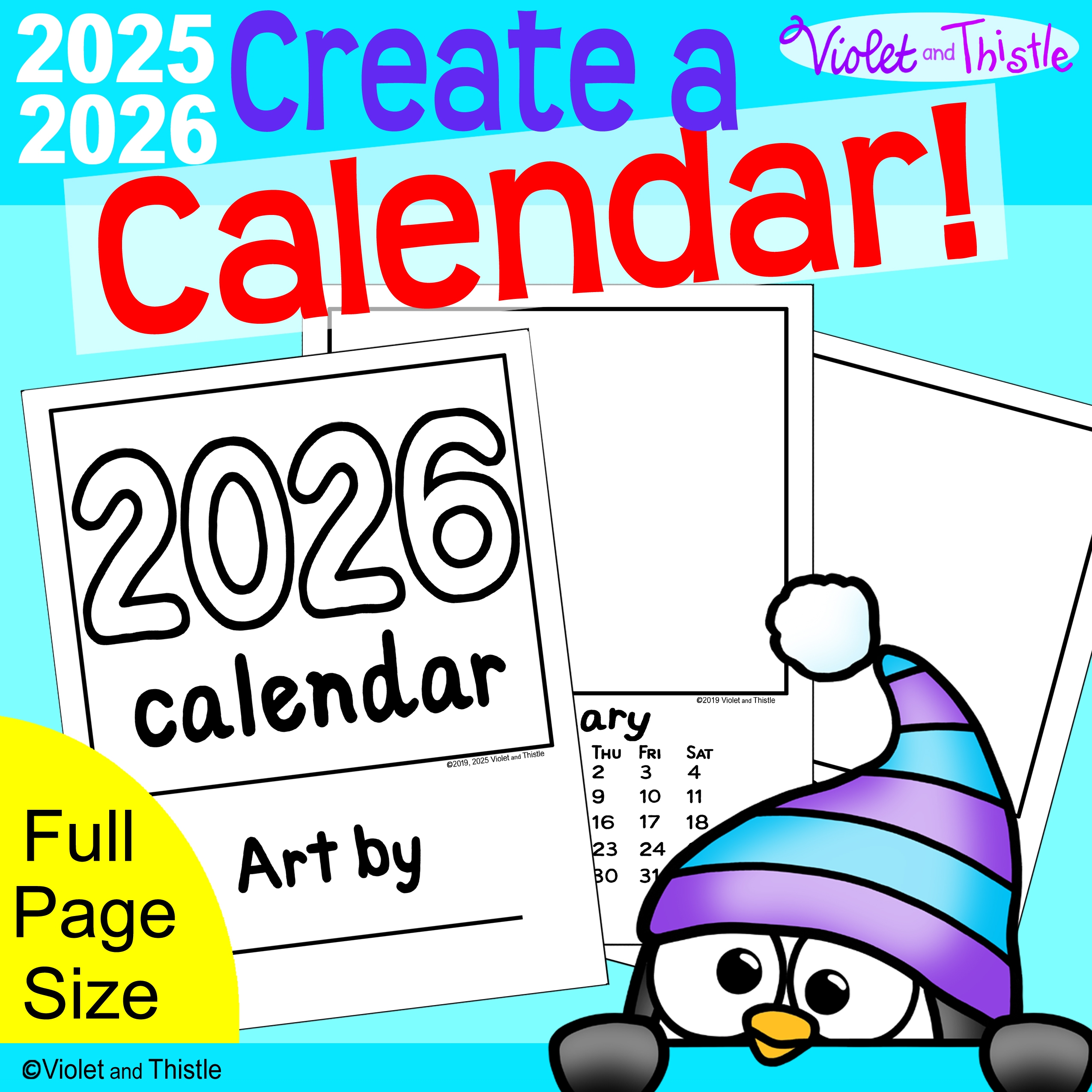 Printable Blank Kids Calendar 2026