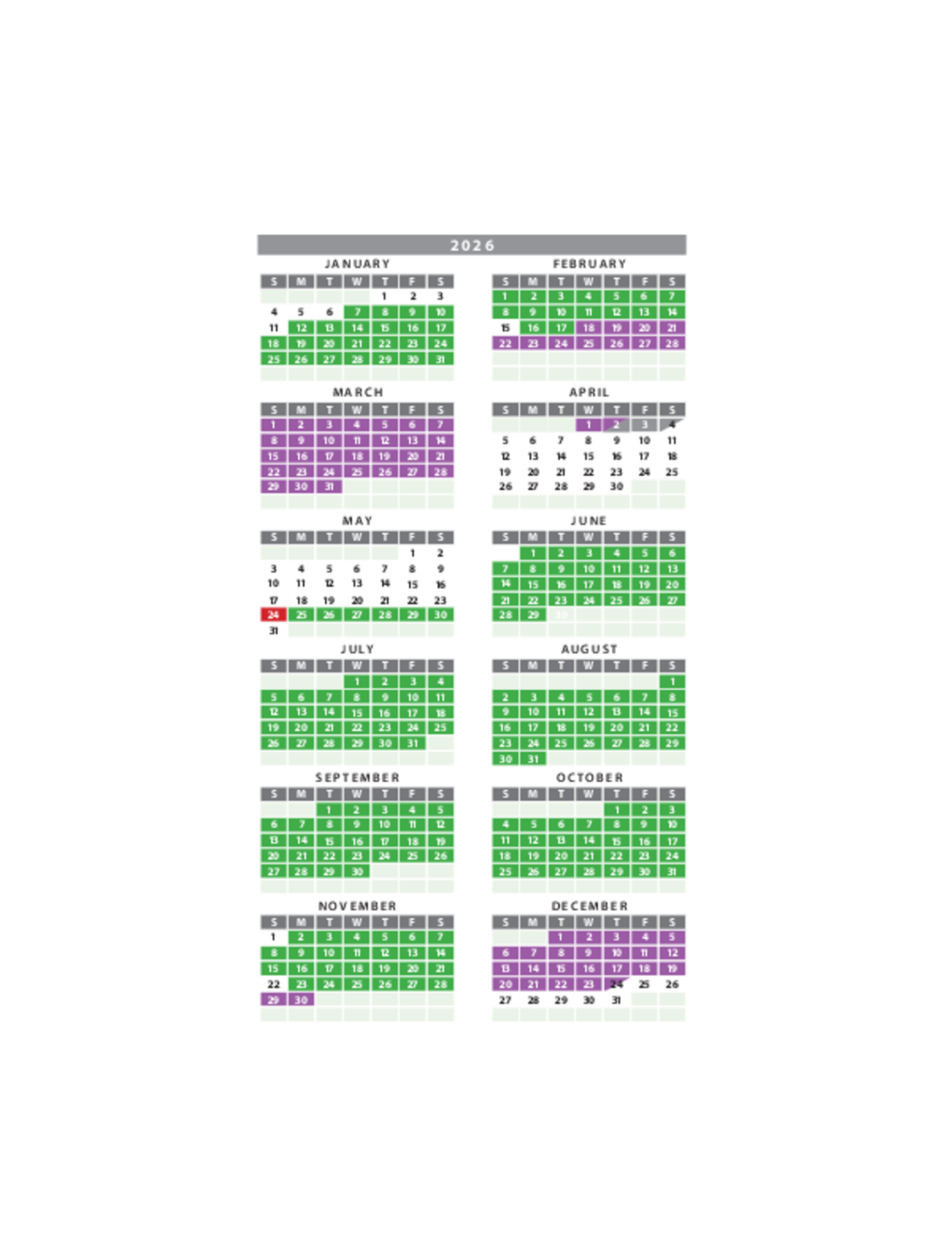 2026 Liturgical Colors Presbyterian Planning Calendar 