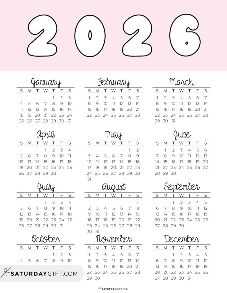 Calendar For 2026 Printable