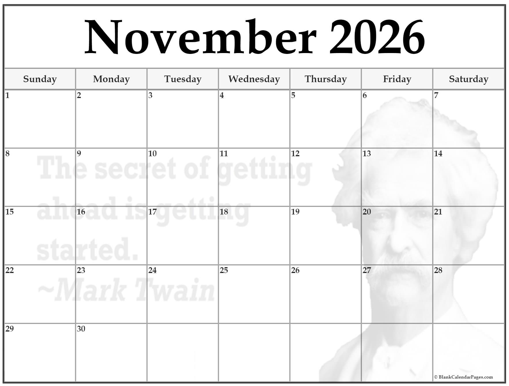 24 November 2026 Quote Calendars