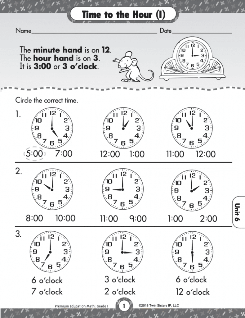 Printable Time Worksheets First Grade