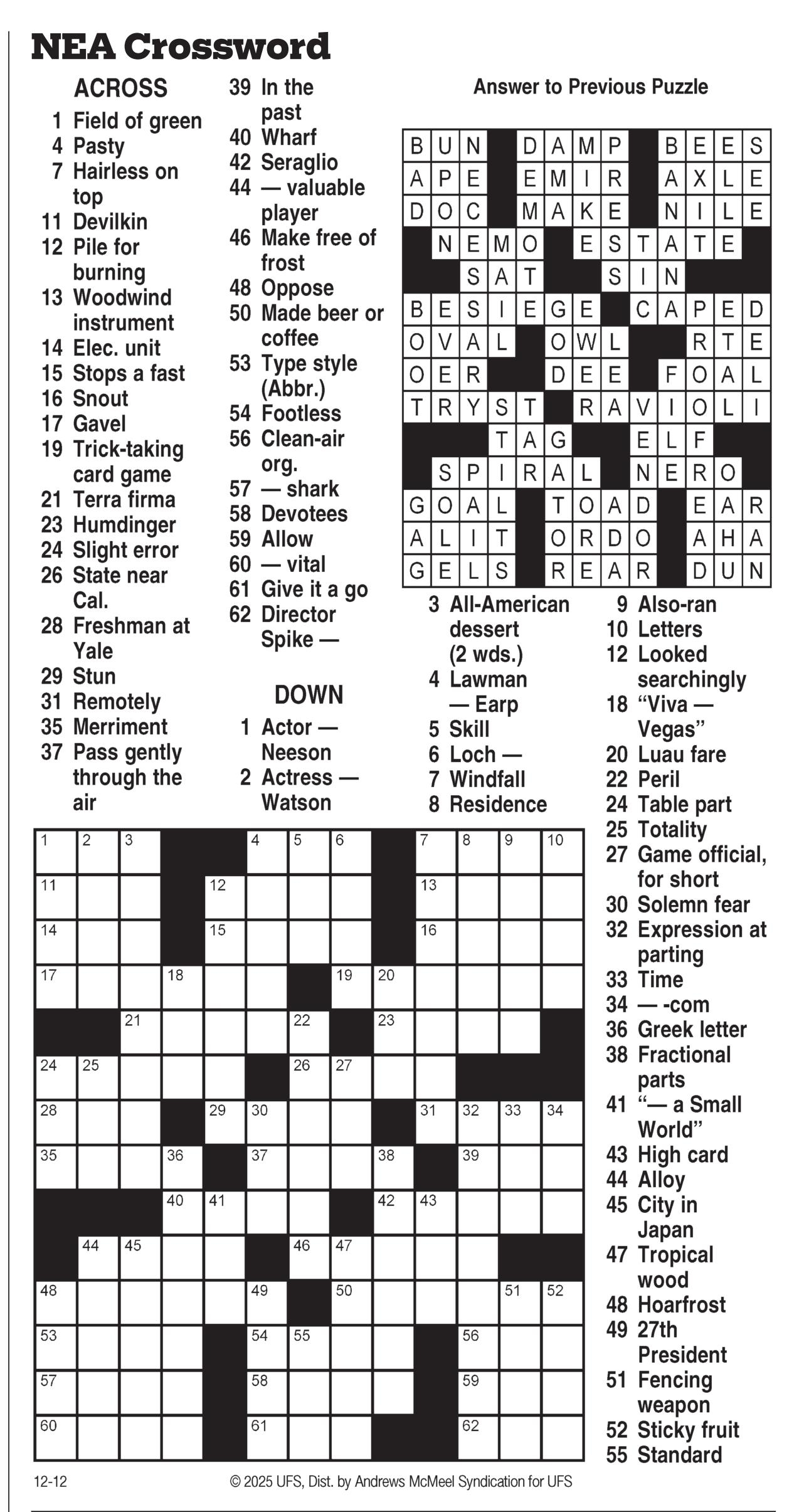 Nea Crossword Puzzles Printables