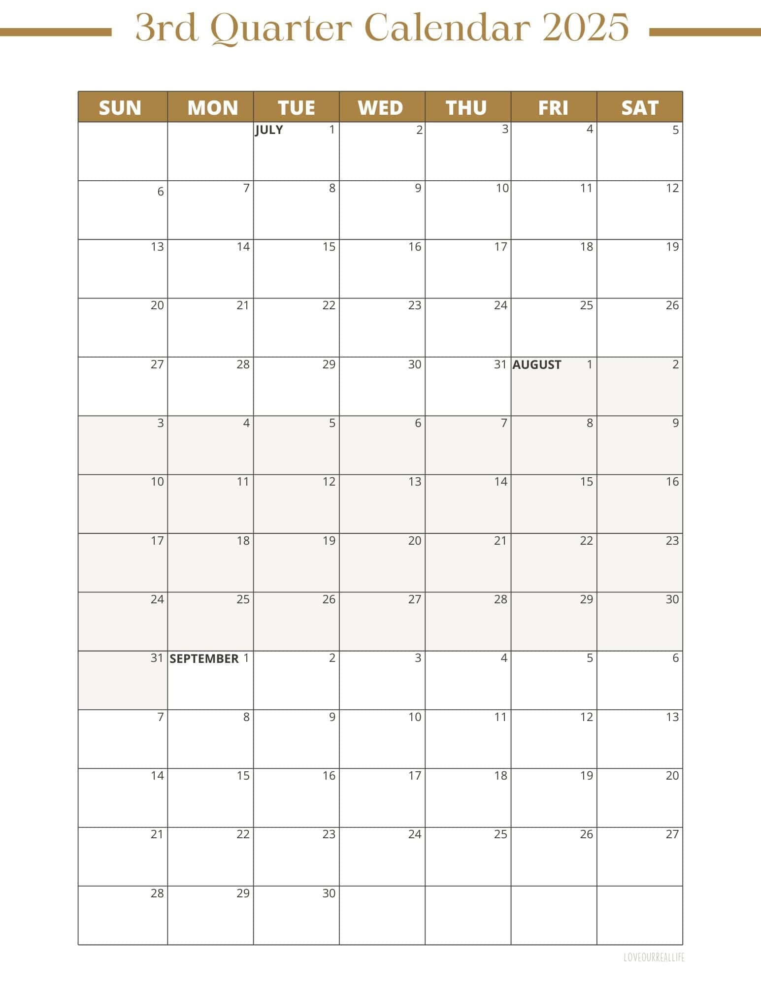 Printable Blank 3 Month Calendar