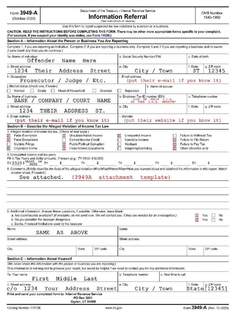 Irs Form 3949-A Information Referral