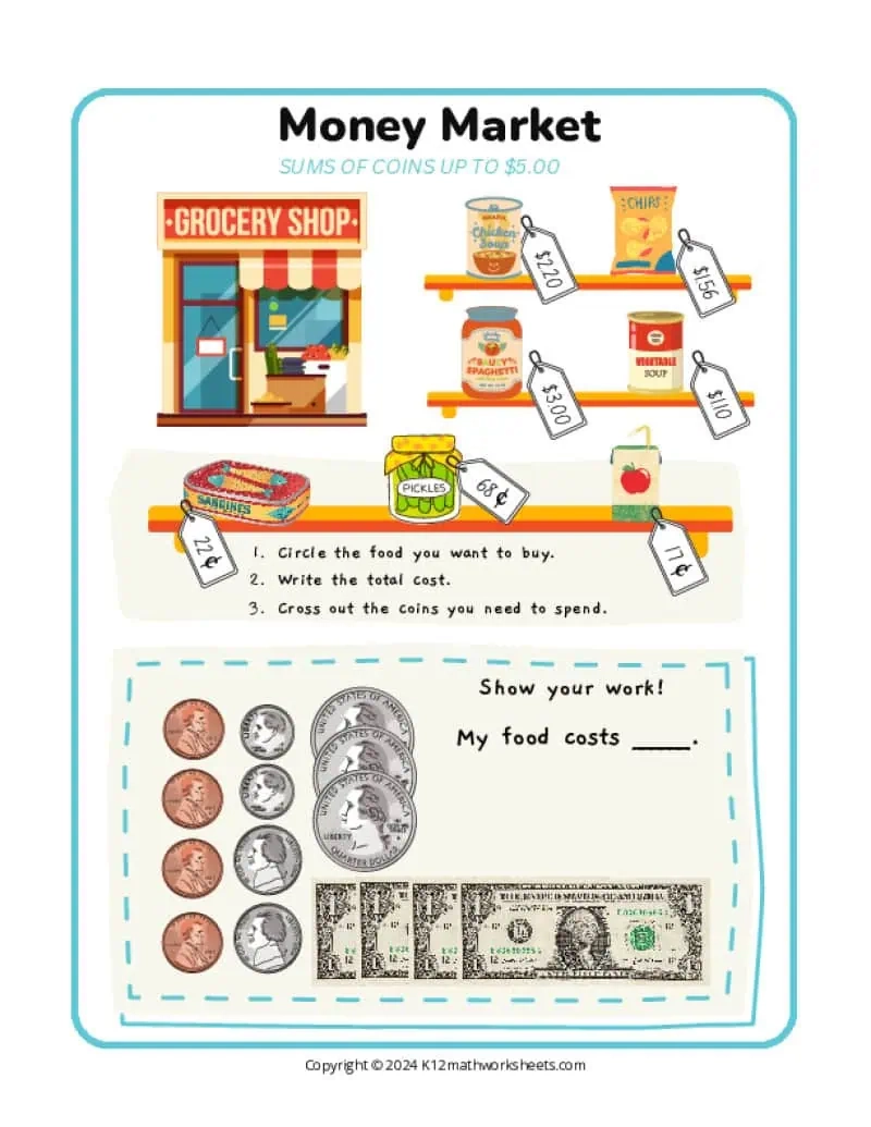 Printable Money Worksheets For 3rd Grade