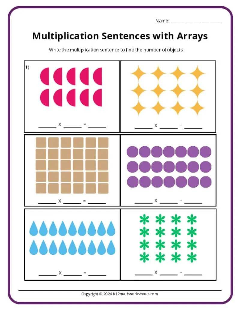 Free Printable Multiplication Arrays