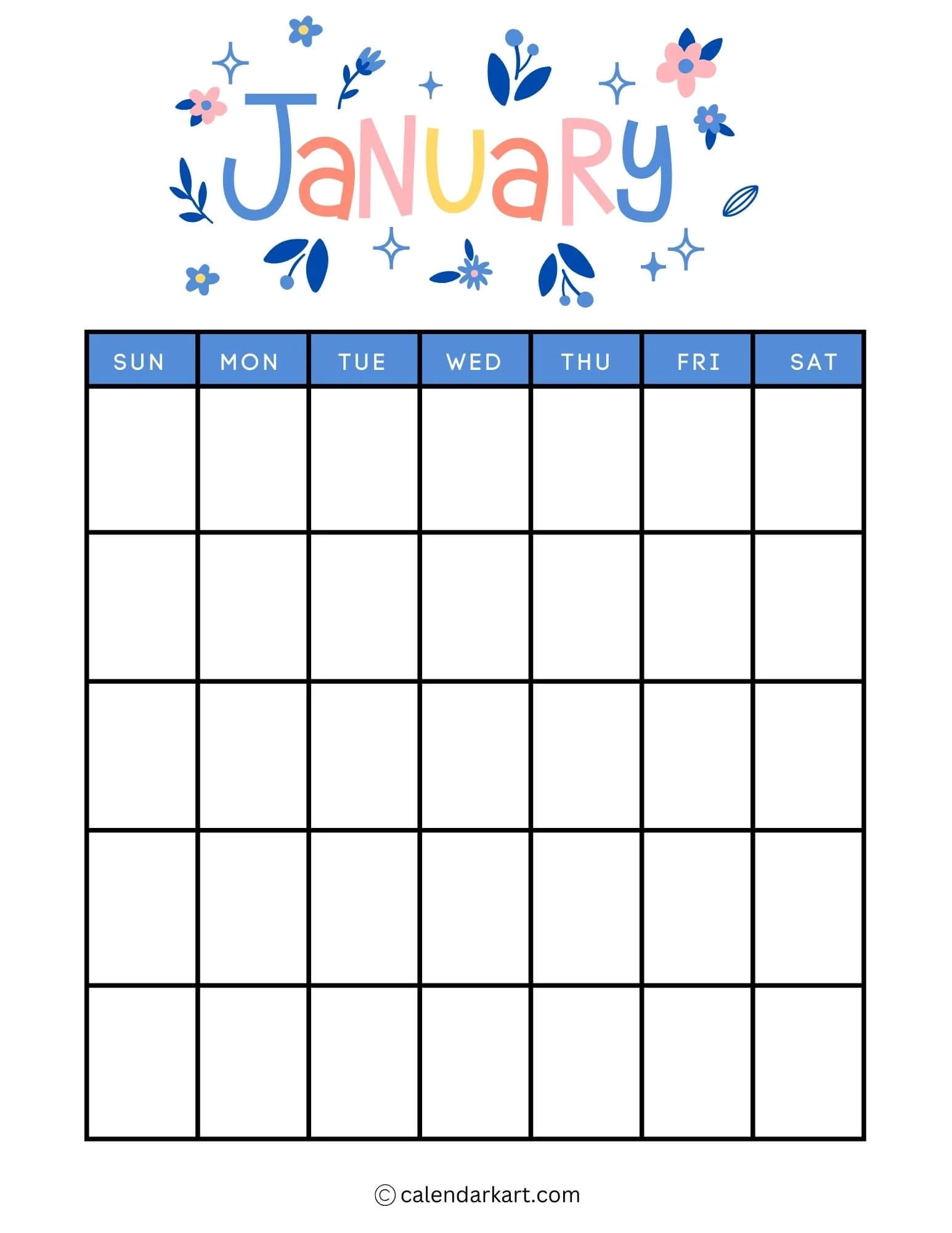 40 Printable January 2025 Calendars Free Pdf Calendarkart