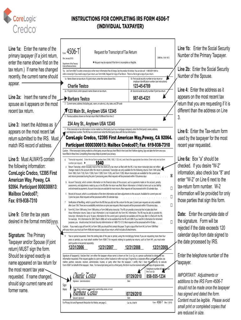 4506 T Instructions Fill Online Printable Fillable Blank 