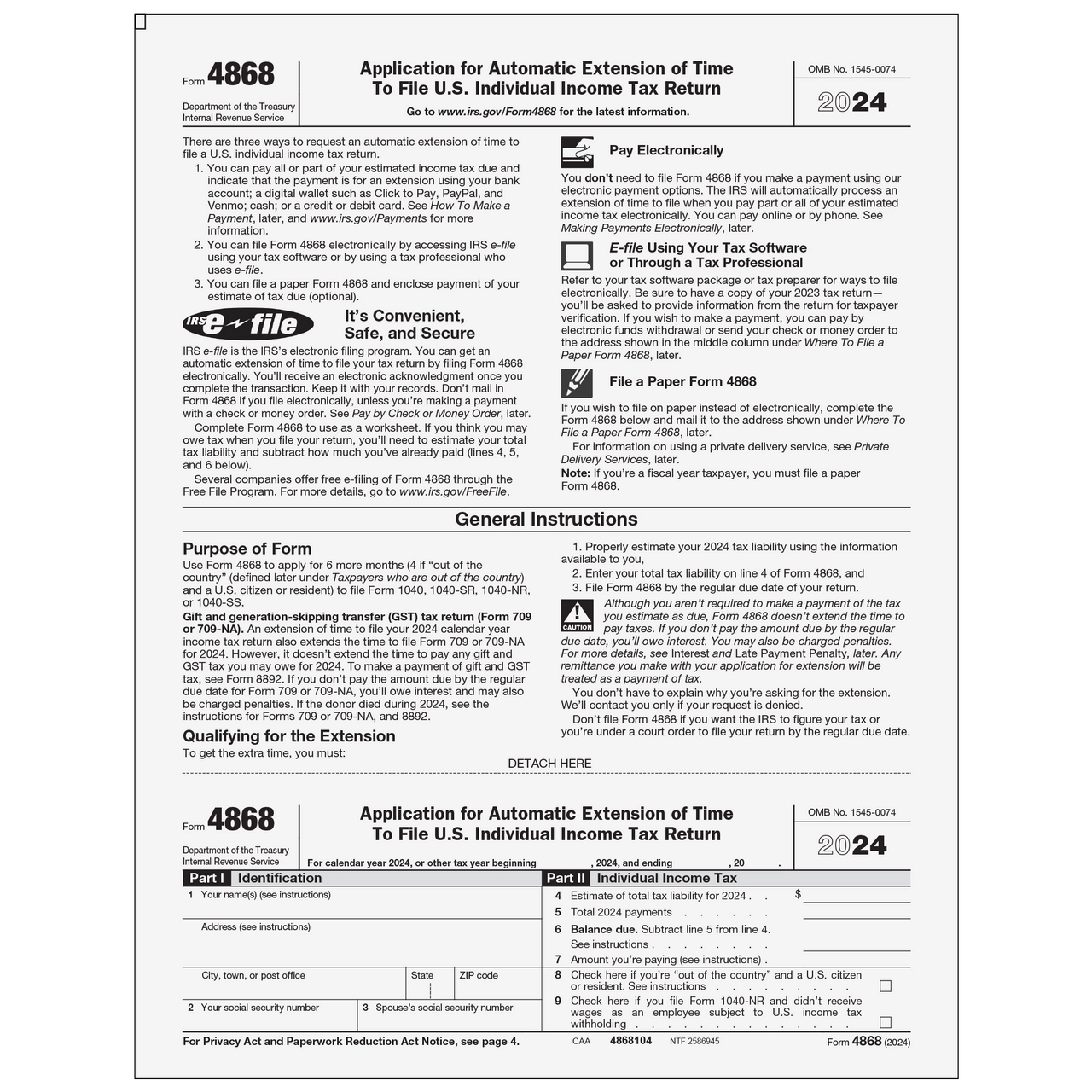 Form 4868 Extension Form 2024