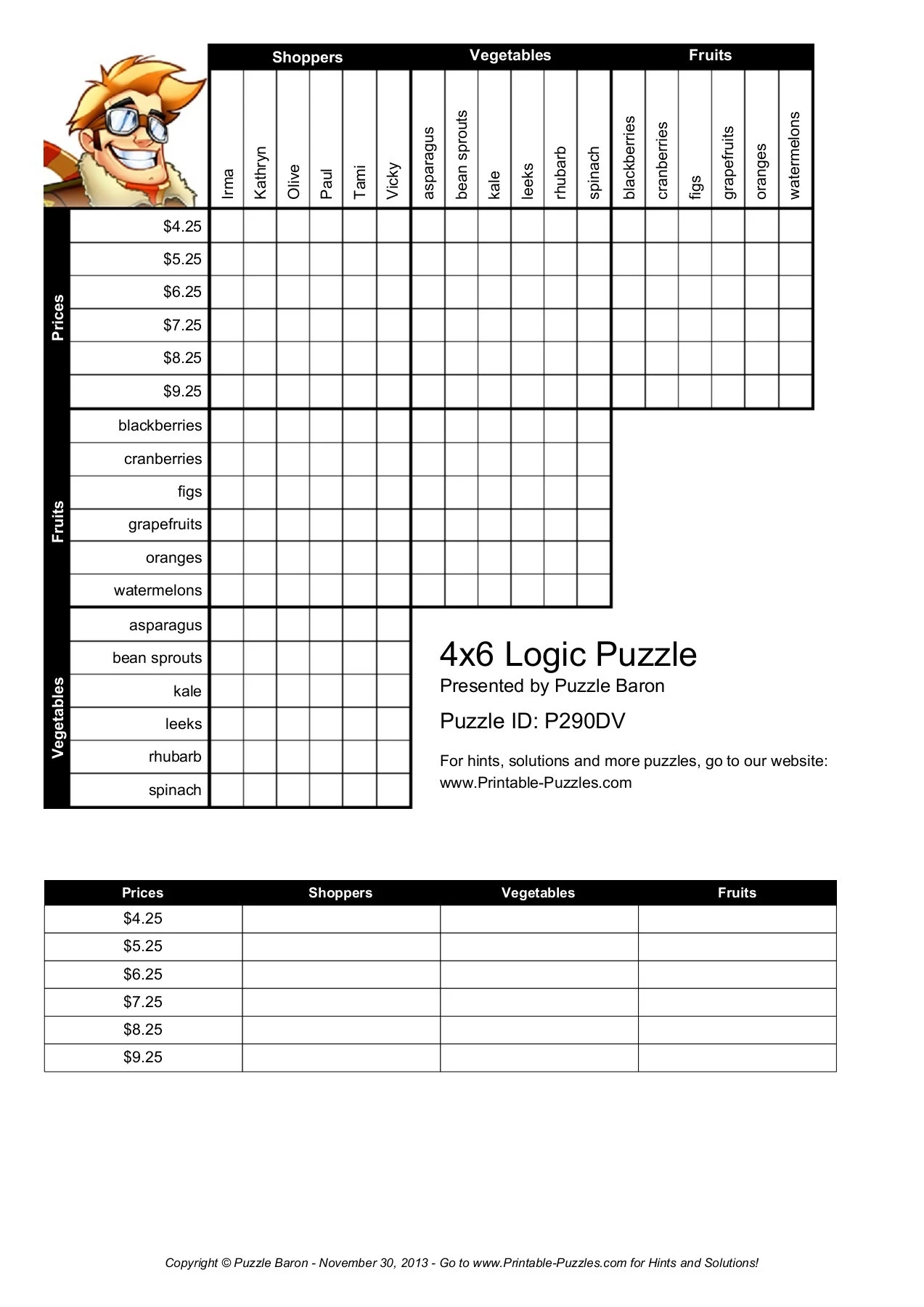 4x6 Logic Puzzle Logic Puzzles Play Online Or Print 