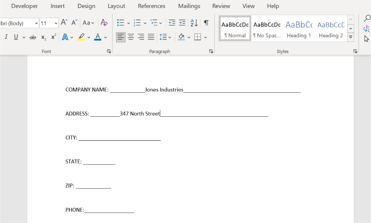 Building Forms In Word