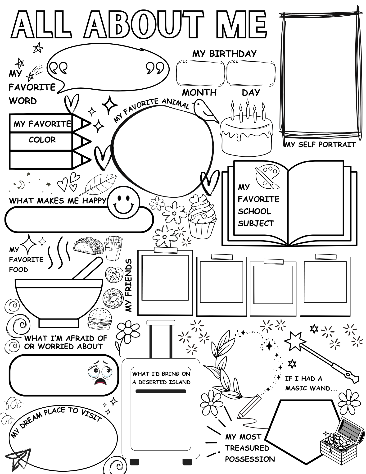 Printable All About Me Worksheet For Kids