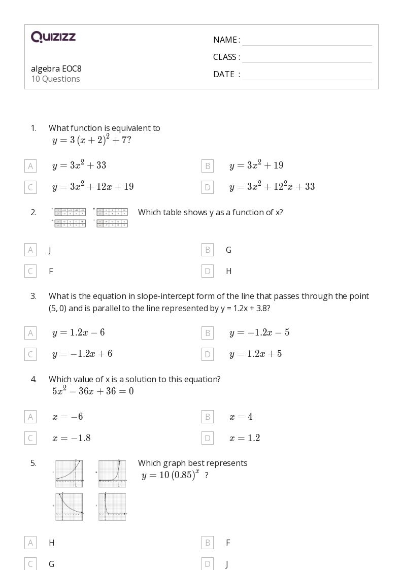 50 Algebra Worksheets For 9th Grade On Quizizz Free amp Printable