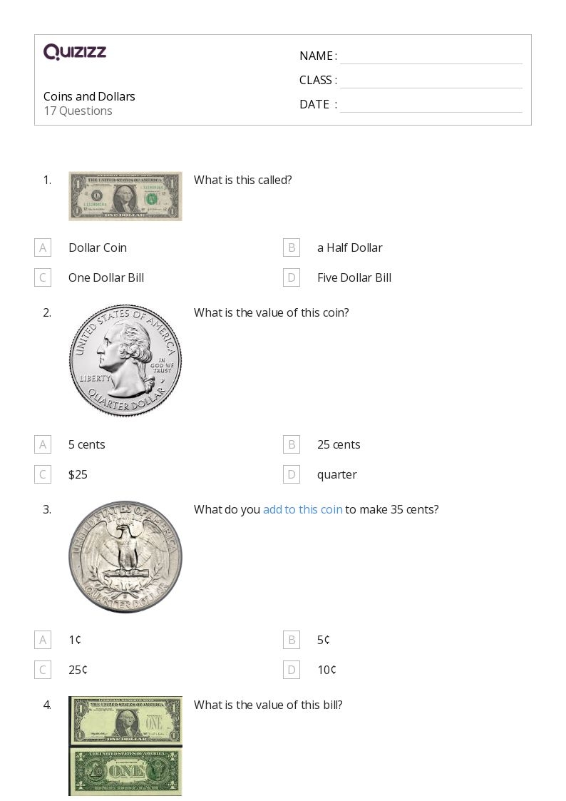 50 Dollars Worksheets For 3rd Class On Quizizz Free amp Printable