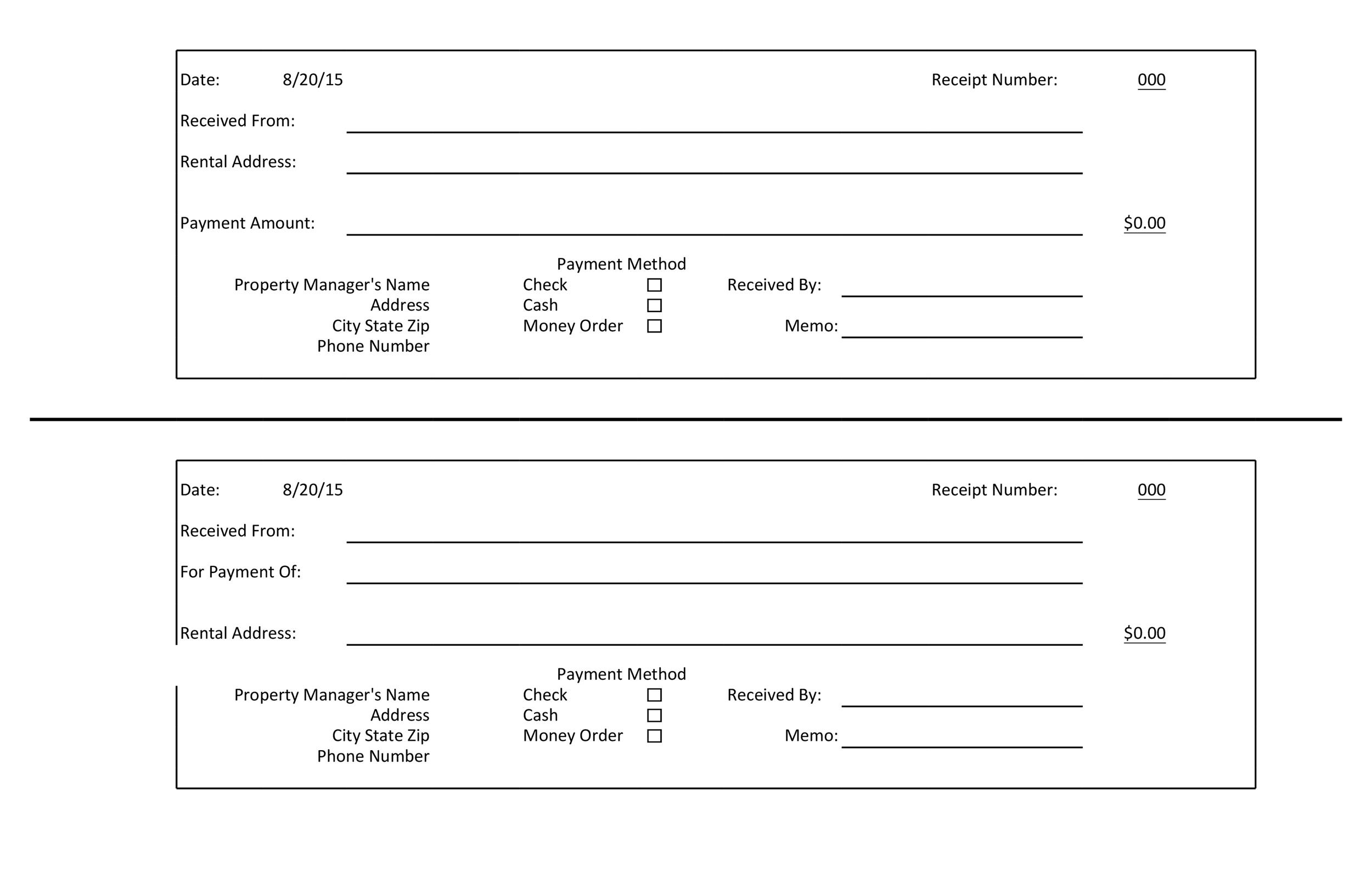 Printable Cash Receipt Template
