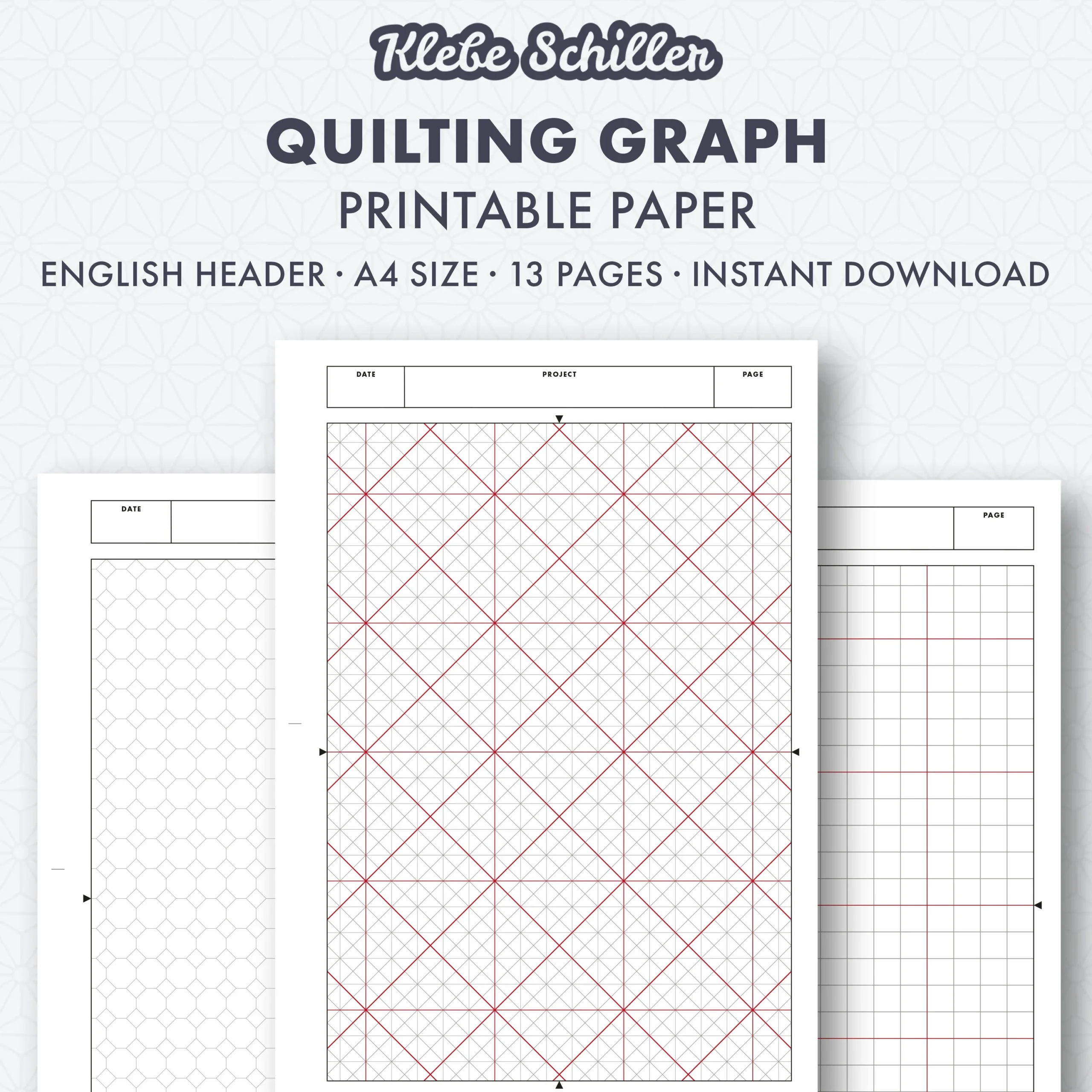50004 Quilting Graph Paper Set Printable Template English 