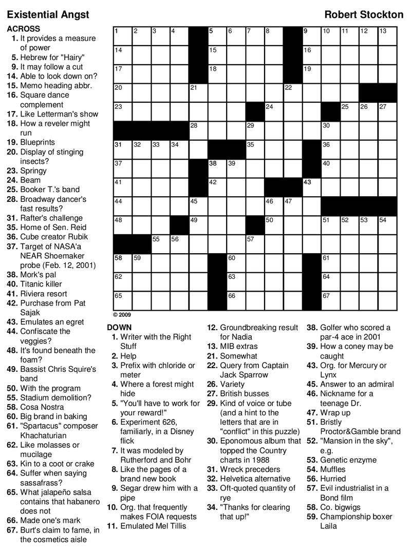 Crossword Puzzle Hard Printable
