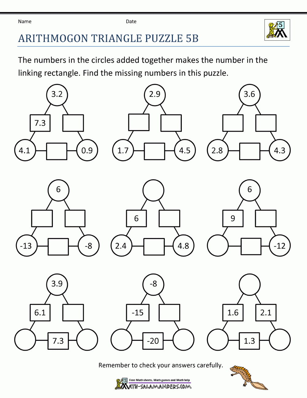 Printable Math Puzzles